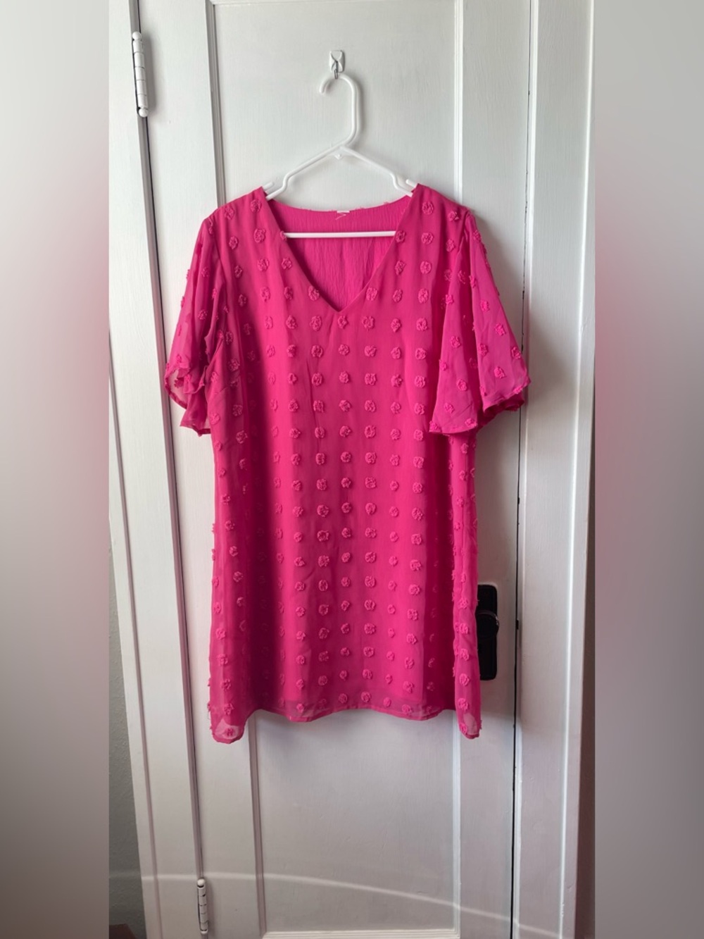BLOOMING JELLY Women's Hot Pink raised polka dot’s dress XL $10
